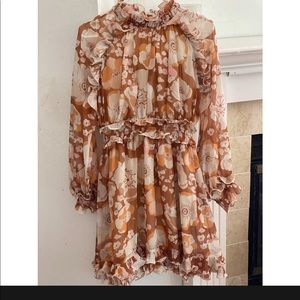 Zimmerman inspired floral ruffle mini dress Sz Sm